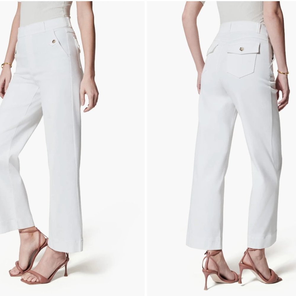 Spanx Bright White Twill Cropped Wide Leg - Tall! XL - New with tags